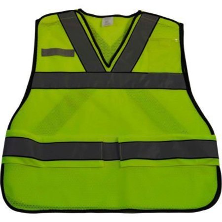 PETRA ROC INC Petra Roc V-Neck Public Safety Vest with Reflective "X" on Back, Polyester Mesh, Lime/Black, 2X-5XL LVM2-VNPSV-Plus